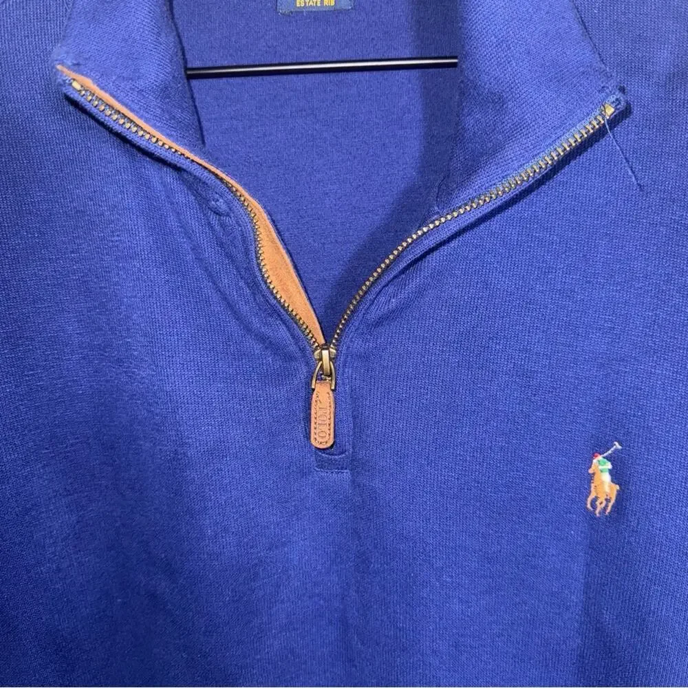 POLO RALPH LAUREN classic quiet luxury royal blue quarter zip XL
